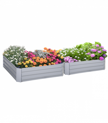 Set of 2 Raised Garden Bed, Galvanized Steel Frame 1m x 1m x 0.3m