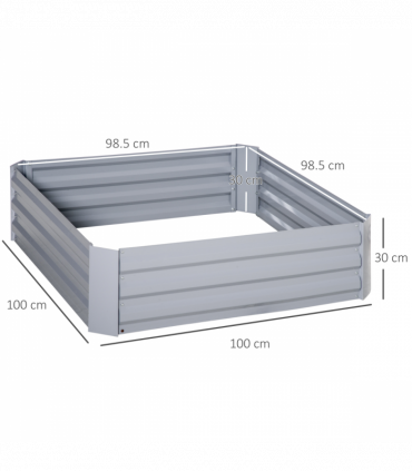 Set of 2 Raised Garden Bed, Galvanized Steel Frame 1m x 1m x 0.3m