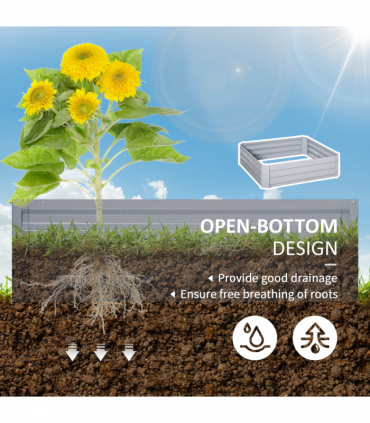 Set of 2 Raised Garden Bed, Galvanized Steel Frame 1m x 1m x 0.3m