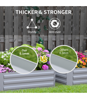 Set of 2 Raised Garden Bed, Galvanized Steel Frame 1m x 1m x 0.3m