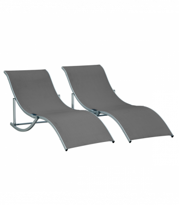 Set of 2 S-shaped Zero Gravity recliners 165x61x63cm Dark Grey