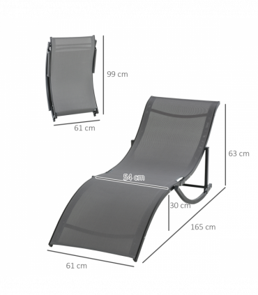 Set of 2 S-shaped Zero Gravity recliners 165x61x63cm Dark Grey