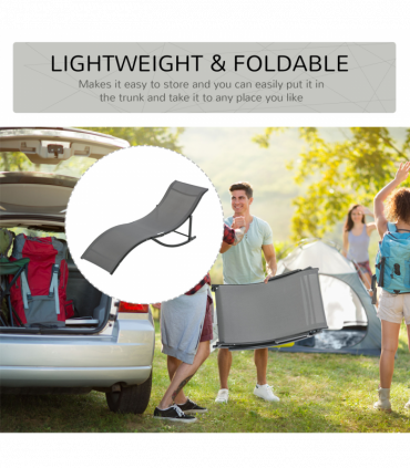 Set of 2 S-shaped Zero Gravity recliners 165x61x63cm Dark Grey