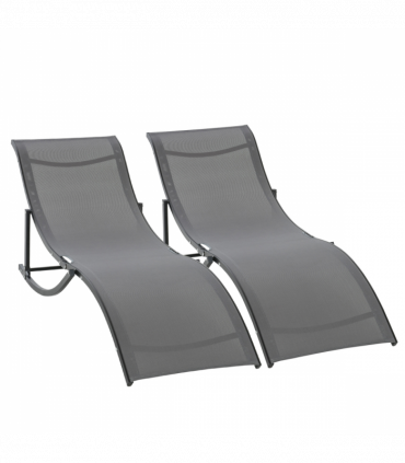 Set of 2 S-shaped Zero Gravity recliners 165x61x63cm Dark Grey