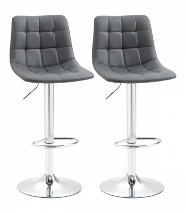 Set of 2, Adjustable Breakfast Dining Stools Swivel and Footrest, Grey