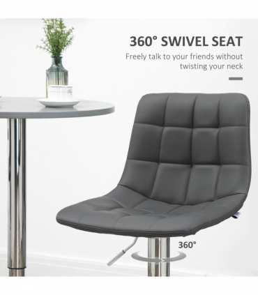 Set of 2, Adjustable Breakfast Dining Stools Swivel and Footrest, Grey