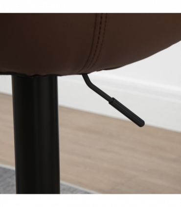 Set of 2, Adjustable Stools  Swivel and Footrest for Home Pub Area, Brown