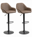 Set of 2, Swivel Barstools Footrest Backrest, PU Leather and Steel Brown