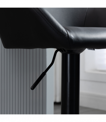 Set of 2, Swivel Barstools with Footrest and Backrest, PU Leather Black