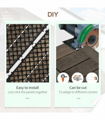 Set of 27 Wooden Interlocking Decking Tiles, 30 x 30 cm, Total 2.5?, Grey