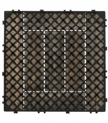 Set of 27 Wooden Interlocking Decking Tiles, 30 x 30 cm, Total 2.5?, Grey