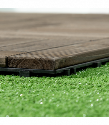 Set of 27 Wooden Interlocking Decking Tiles, 30 x 30 cm, Total 2.5?, Grey