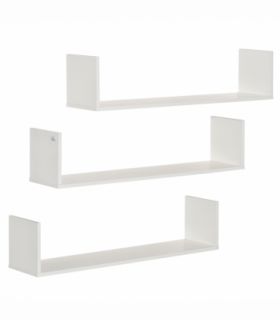 Set of 3 Wooden Floating Shelves Wall Mount CD DVD Display White HOMCOM