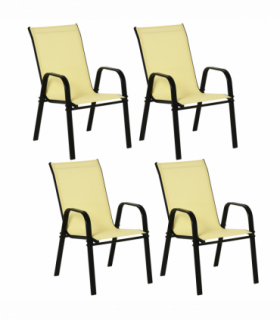 Set of 4 Garden Dining Chair Set Outdoor w/ High Back Armrest Beige Outsunny
