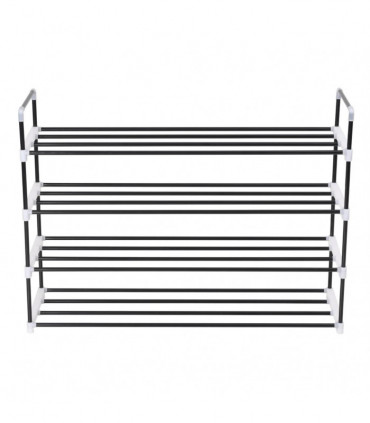 Shoe Rack with 4 Shelves Metal and Plastic Black