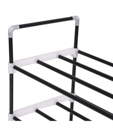 Shoe Rack with 4 Shelves Metal and Plastic Black