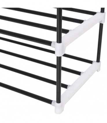 Shoe Rack with 4 Shelves Metal and Plastic Black