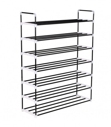 Shoe Rack with 7 Shelves Metal and Plastic Black