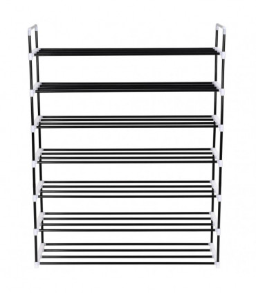 Shoe Rack with 7 Shelves Metal and Plastic Black