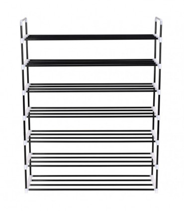 Shoe Rack with 7 Shelves Metal and Plastic Black