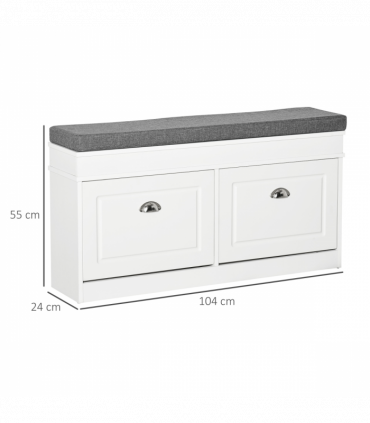 Shoe Storage Bench with Seat Cushion Cabinet Organizer with 2 Drawers