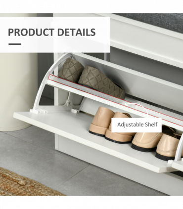 Shoe Storage Bench with Seat Cushion Cabinet Organizer with 2 Drawers