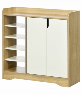 Shoe Storage Organizer w/ Double Door Cabinet Open Shelves for Hallway Entryway