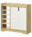 Shoe Storage Organizer w/ Double Door Cabinet Open Shelves for Hallway Entryway