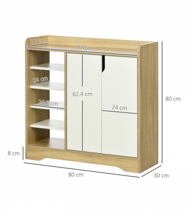 Shoe Storage Organizer w/ Double Door Cabinet Open Shelves for Hallway Entryway