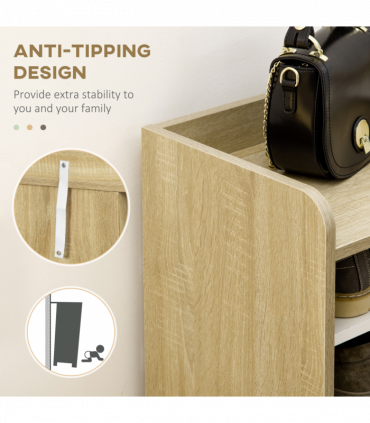 Shoe Storage Organizer w/ Double Door Cabinet Open Shelves for Hallway Entryway