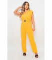Short Sleeve Wrap Front Belted Jumpsuit