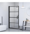 Shower Door 81x195 cm Half Frosted Tempered Glass Black