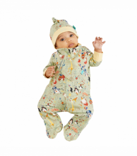 Showman Print Green & Yellow Baby Grow
