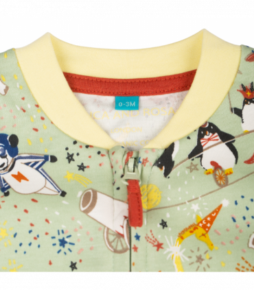 Showman Print Green & Yellow Baby Grow