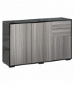 Side Cabinet  2 Door Cabinet and 2 Drawer for Home Office Grey Black