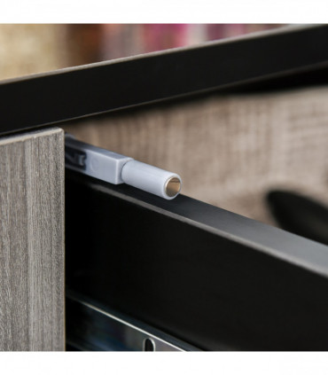 Side Cabinet  2 Door Cabinet and 2 Drawer for Home Office Grey Black