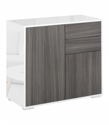 Side Cabinet with 2 Door Cabinet and 2 Drawer for Home Office Grey