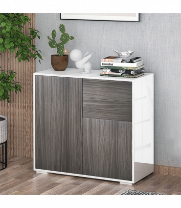 Side Cabinet with 2 Door Cabinet and 2 Drawer for Home Office Grey