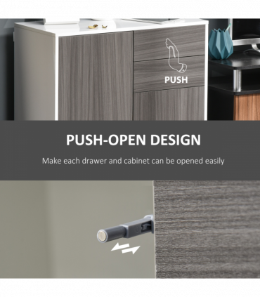 Side Cabinet with 2 Door Cabinet and 2 Drawer for Home Office Grey