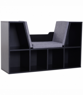 Sideboard Bookcase Storage Reading Seat w/Cushion Unit Kids Children Black