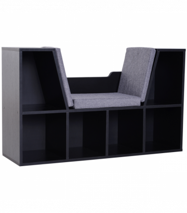Sideboard Bookcase Storage Reading Seat w/Cushion Unit Kids Children Black