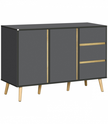 Sideboard Kitchen Cupboard w/ Adjustable Shelves, Double Doors Dark Grey