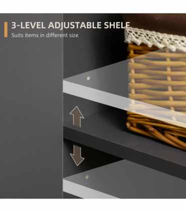 Sideboard Kitchen Cupboard w/ Adjustable Shelves, Double Doors Dark Grey