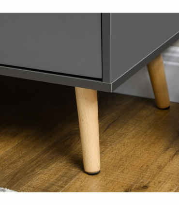 Sideboard Kitchen Cupboard w/ Adjustable Shelves, Double Doors Dark Grey