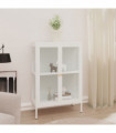 Sideboard White 75x35x105 cm Steel and Glass
