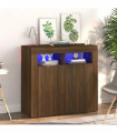 Sideboard with LED Lights Brown Oak 80x35x75 cm