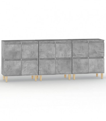 vidaXL Sideboards 3 pcs Concrete Grey 60x35x70 cm Engineered Wood