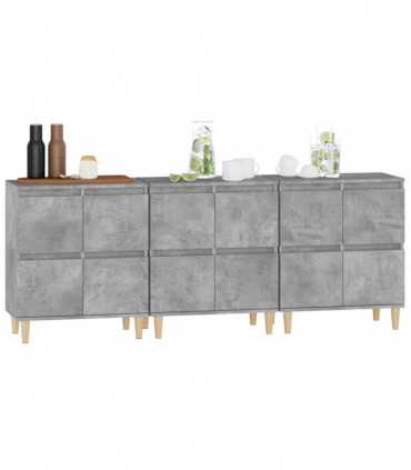 vidaXL Sideboards 3 pcs Concrete Grey 60x35x70 cm Engineered Wood