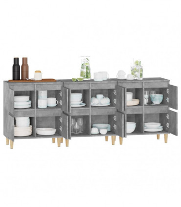 vidaXL Sideboards 3 pcs Concrete Grey 60x35x70 cm Engineered Wood