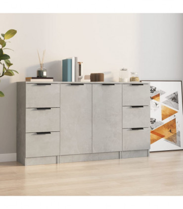 Sideboards 3 pcs Concrete Grey Engineered Wood